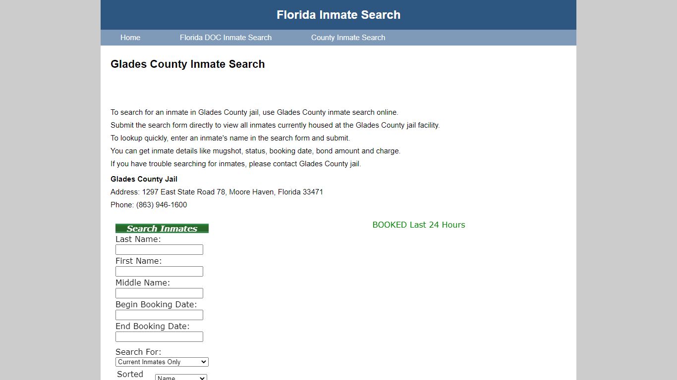 Glades County Jail Inmate Search